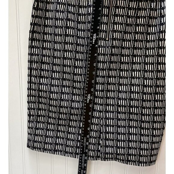 Adrianna Papell Geometric Black White Exposed Zip Lined Pencil Straight Skirt-6 - Picture 7 of 10